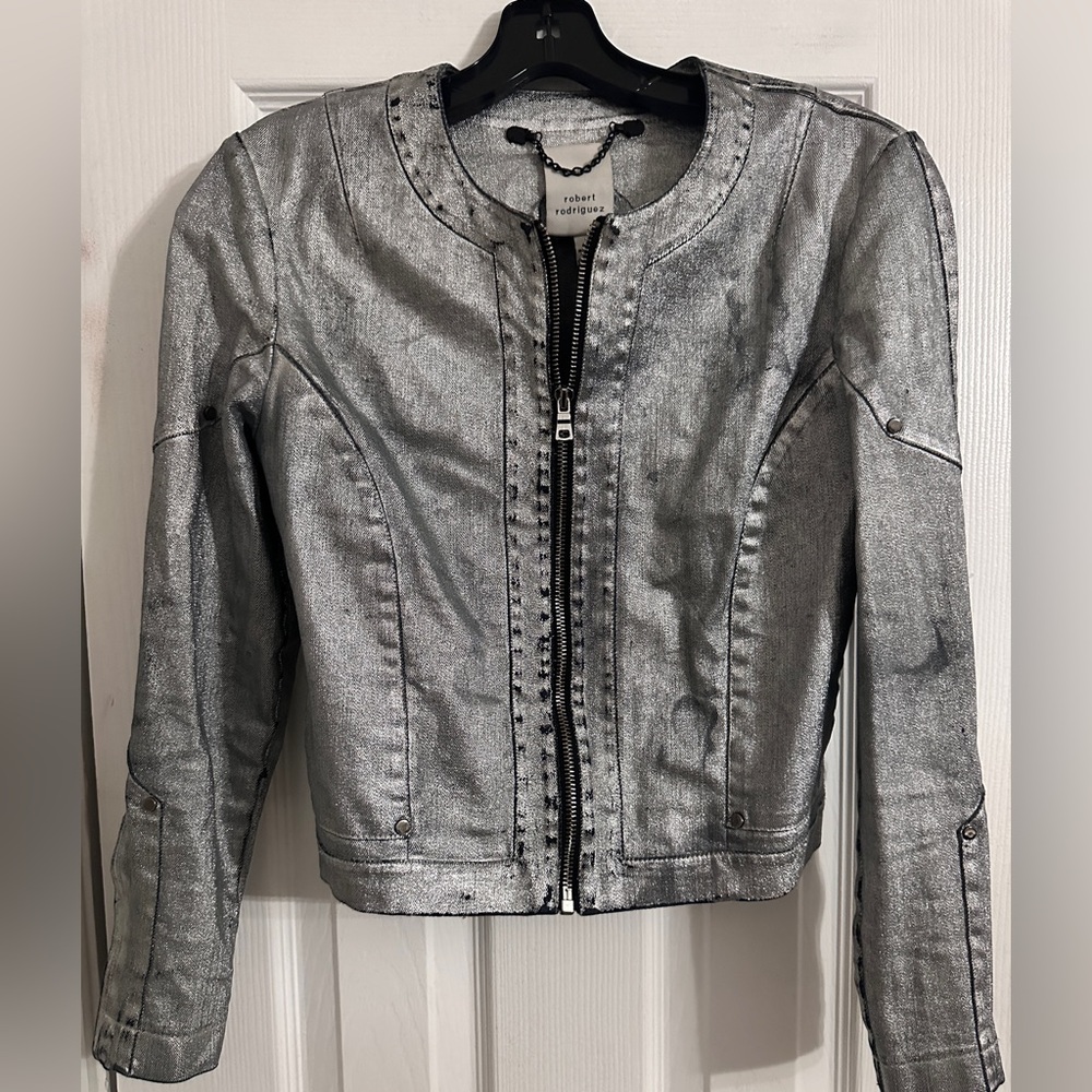 Denim coated crop jacket